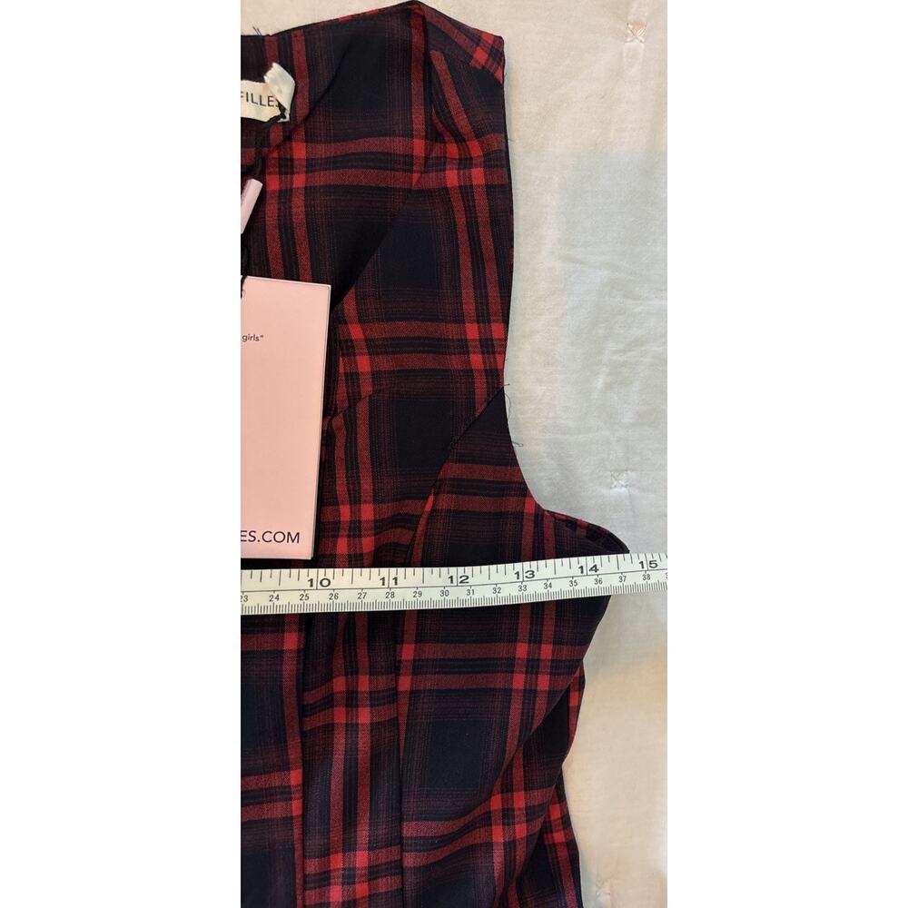 NWT Avec Les Filles Dress Red Plaid Sleeveless Womens Size 6 Goth Punk Uniform - Picture 6 of 11